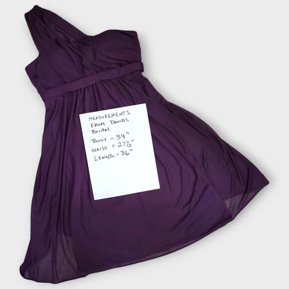 Davids Bridal Dress Womens 4 Style F15607 Purple Asymmetrical Sheer Short Party - Picture 4 of 13